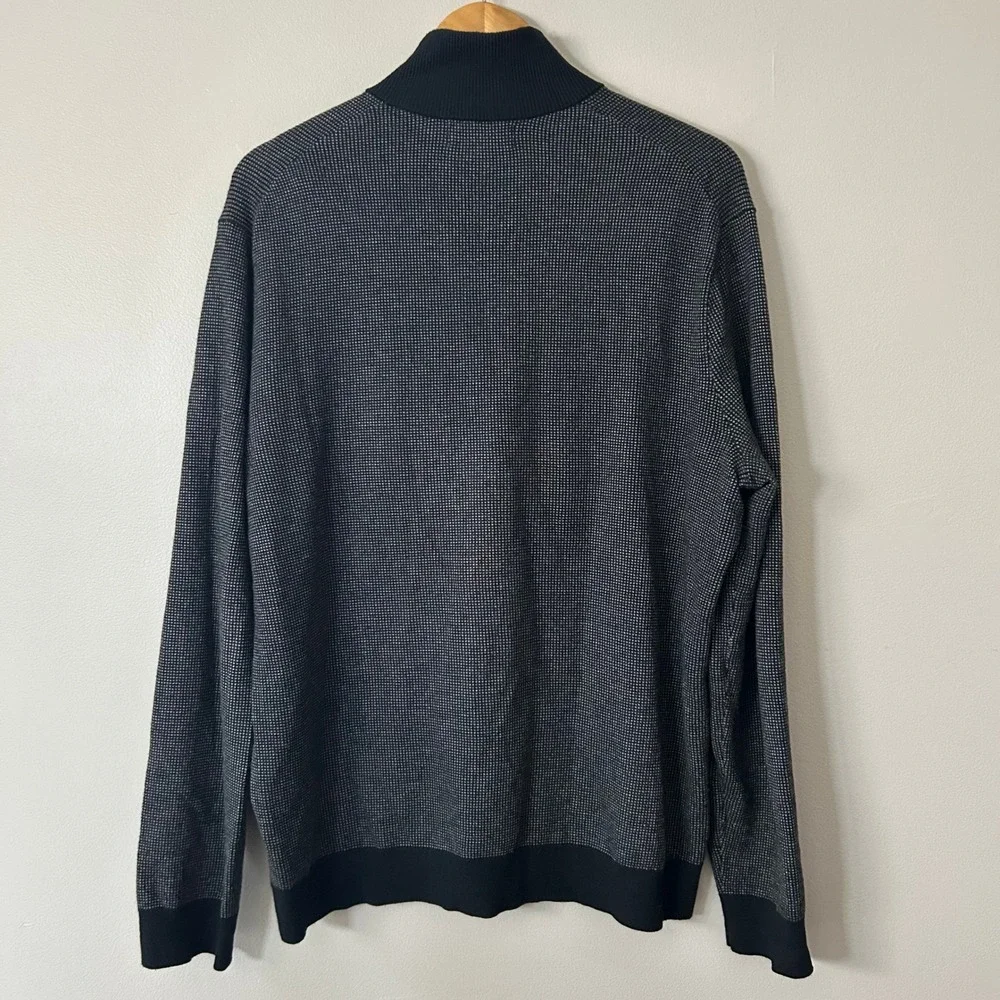 Banana Republic Sweater‎ Mens XL Black Luxe Silk Cashmere 1/4 Zip Mock Neck